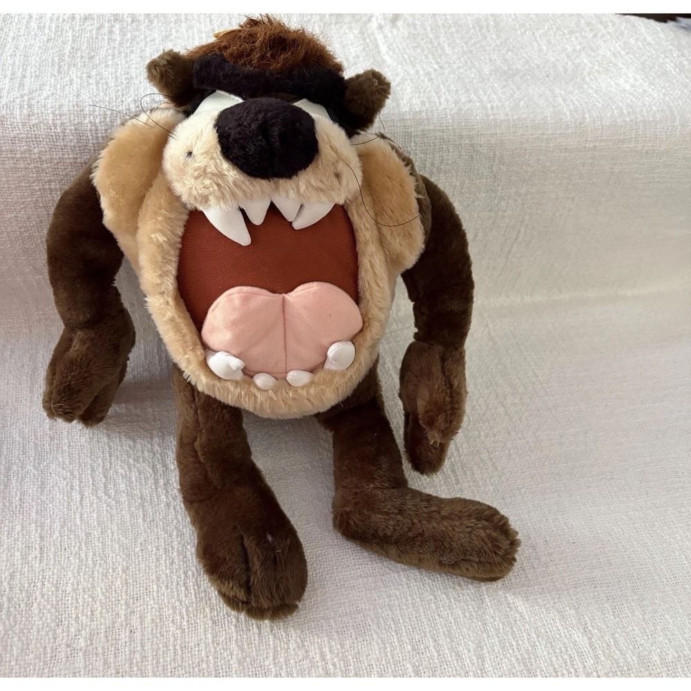 Vintage 97 LOONEY TUNES Warner Bros TASMANIAN DEVIL TAZ Plush Stuffed Animal 13"